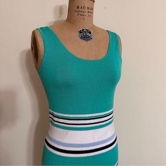 Tommy Bahama Striped Teal and White Everson Tank Bodycon Dress Size XS - NWT - Picture 5 of 13